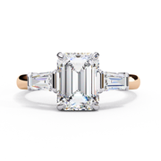 Emerald Cut Lab Grown Diamond Engagement Ring | Baguette Side Stones